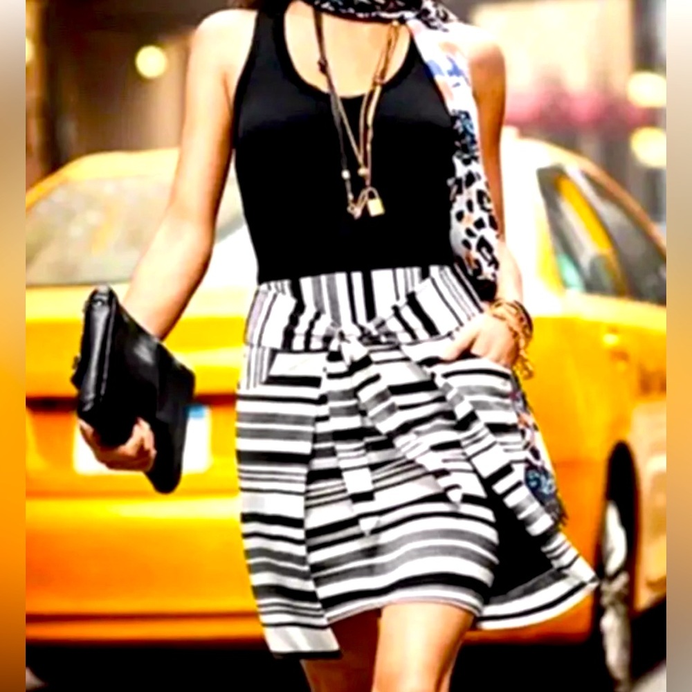 CAbi Midi Stretch Striped Skirt